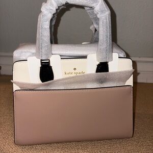 Kate Spade Madison Medium Colorblock Saffiano Leather Bag - Cream and Tan. NWT